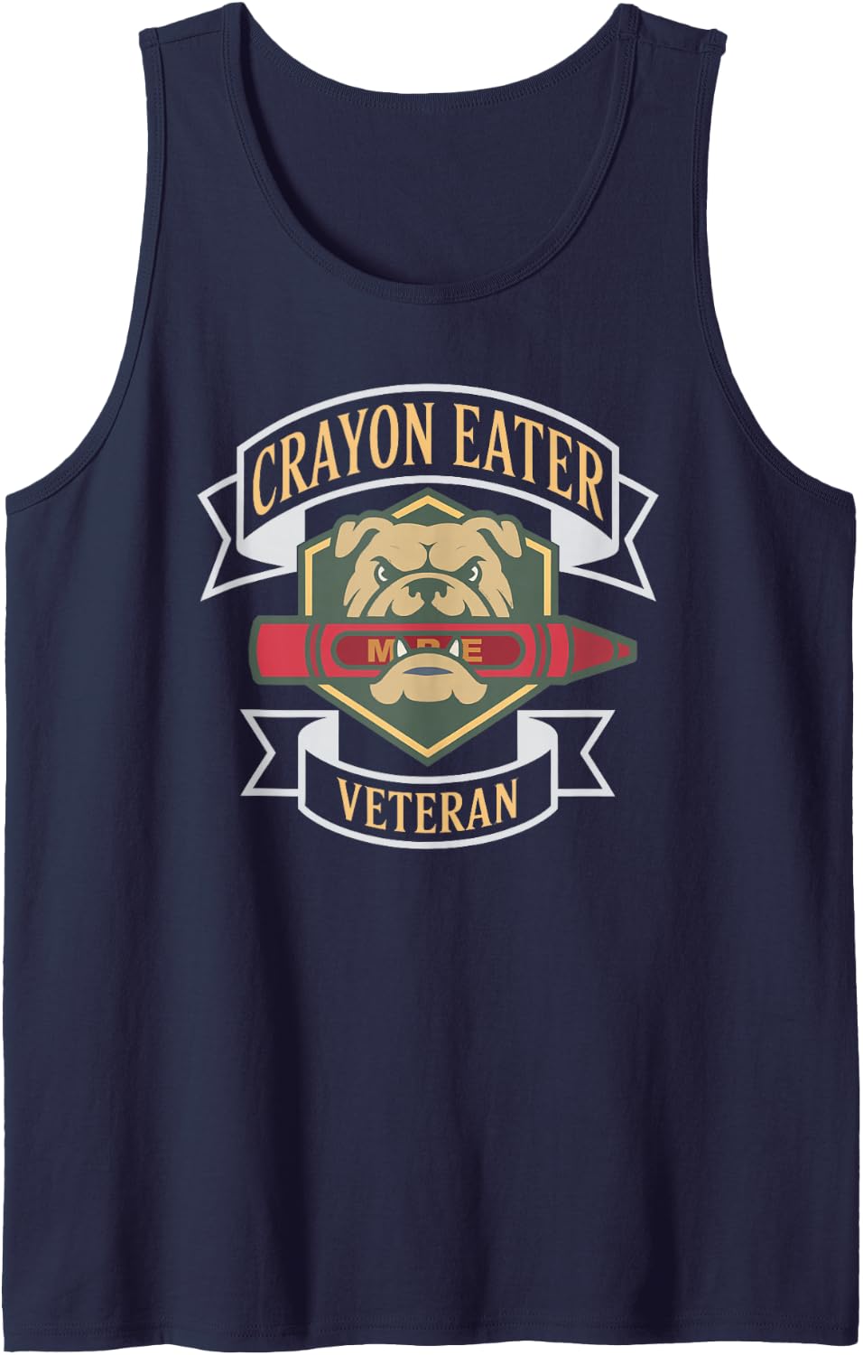 Funny Crayons Eater Veteran Military Son Dad Dog Officer Sleeveless Tank Top - Navy Blue