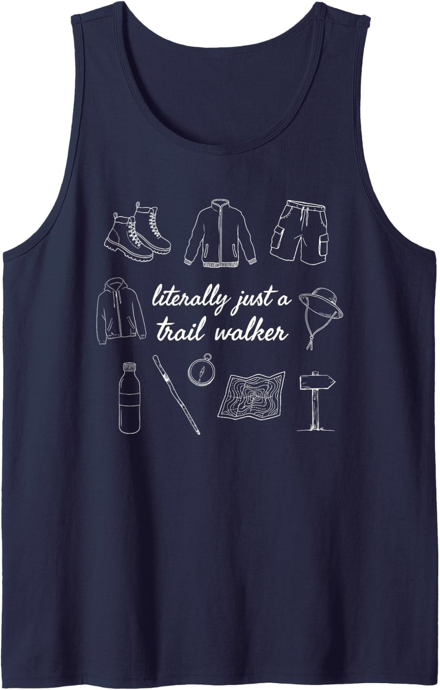 Trail Walking Trekker Rambler Strolling Hiker Walker Sleeveless Tank Top - Navy Blue