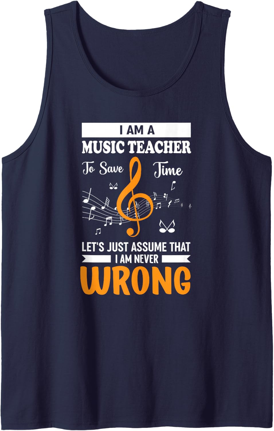 I'm A Music Teacher Music Note Notes Sleeveless Tank Top - Navy Blue