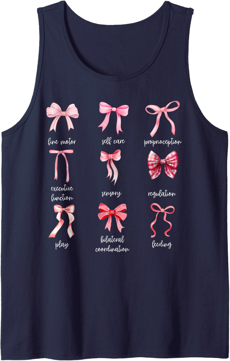 Coquette Bows Balletcore Occupational Therapy OT Therapist Sleeveless Tank Top - Navy Blue