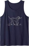 Vintage Great Dane Stick Ink Drawing Giant Dog Lover Sleeveless Tank Top - Navy Blue