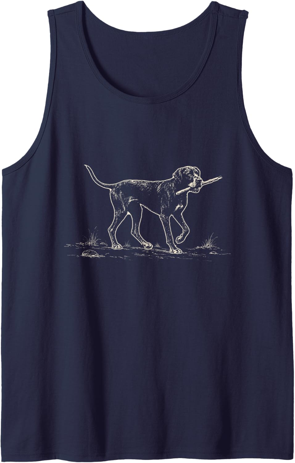 Vintage Great Dane Stick Ink Drawing Giant Dog Lover Sleeveless Tank Top - Navy Blue