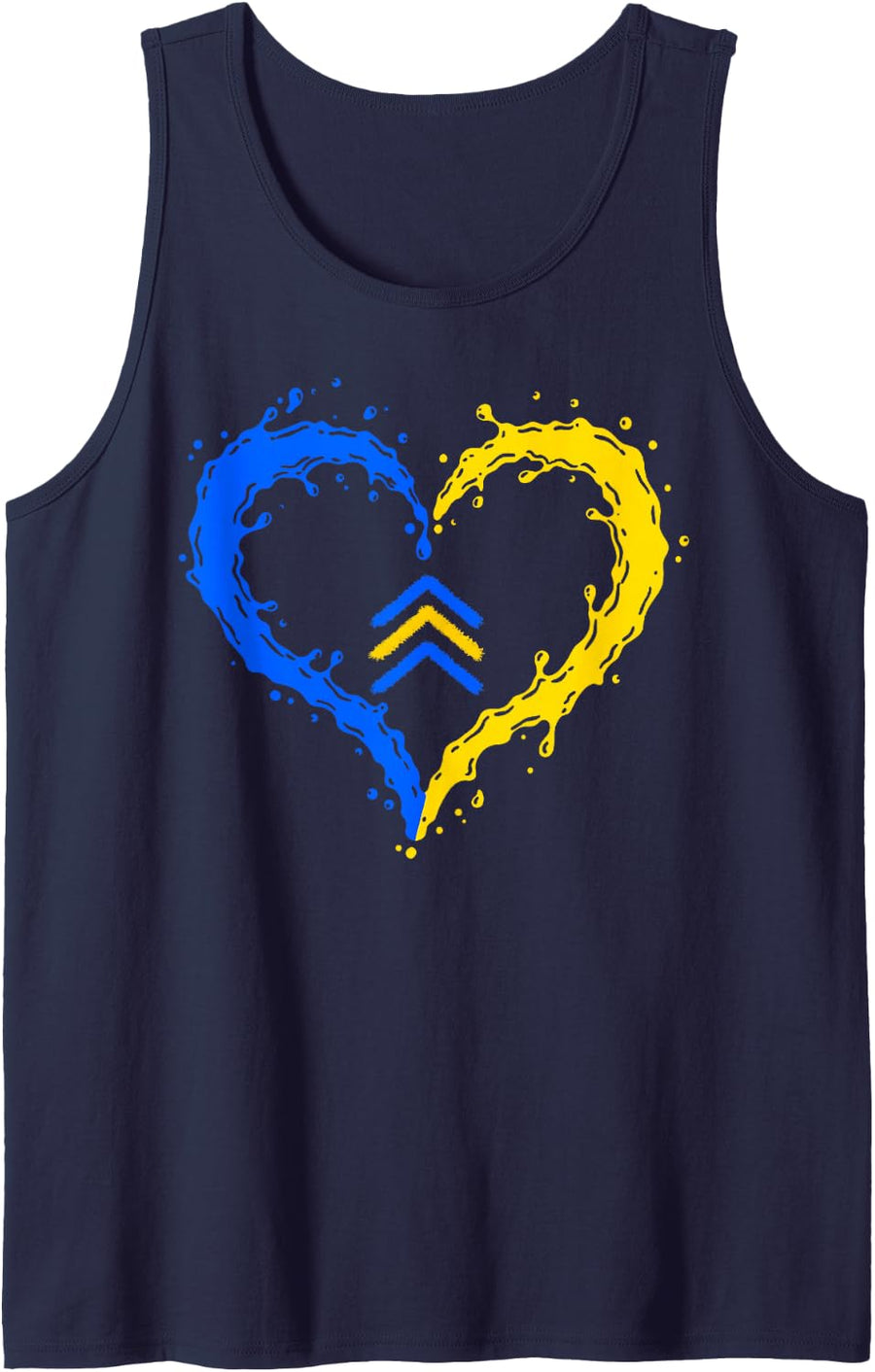 Arrows Down Syndrome Awareness Month Blue Yellow Ribbon Sleeveless Tank Top - Navy Blue