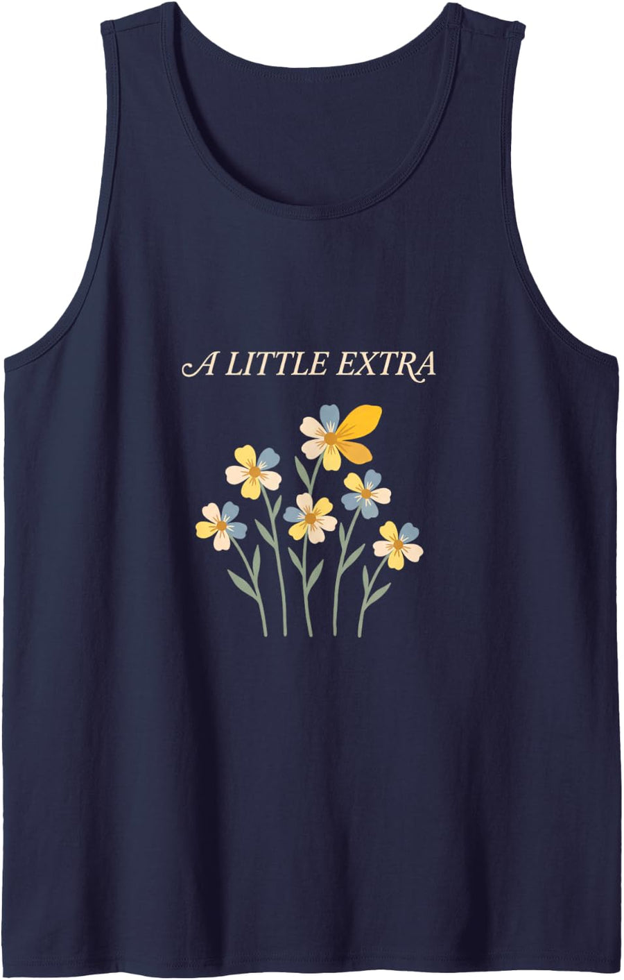 A Little Extra Golden Petal Flower Down Syndrome Love Sleeveless Tank Top - Navy Blue