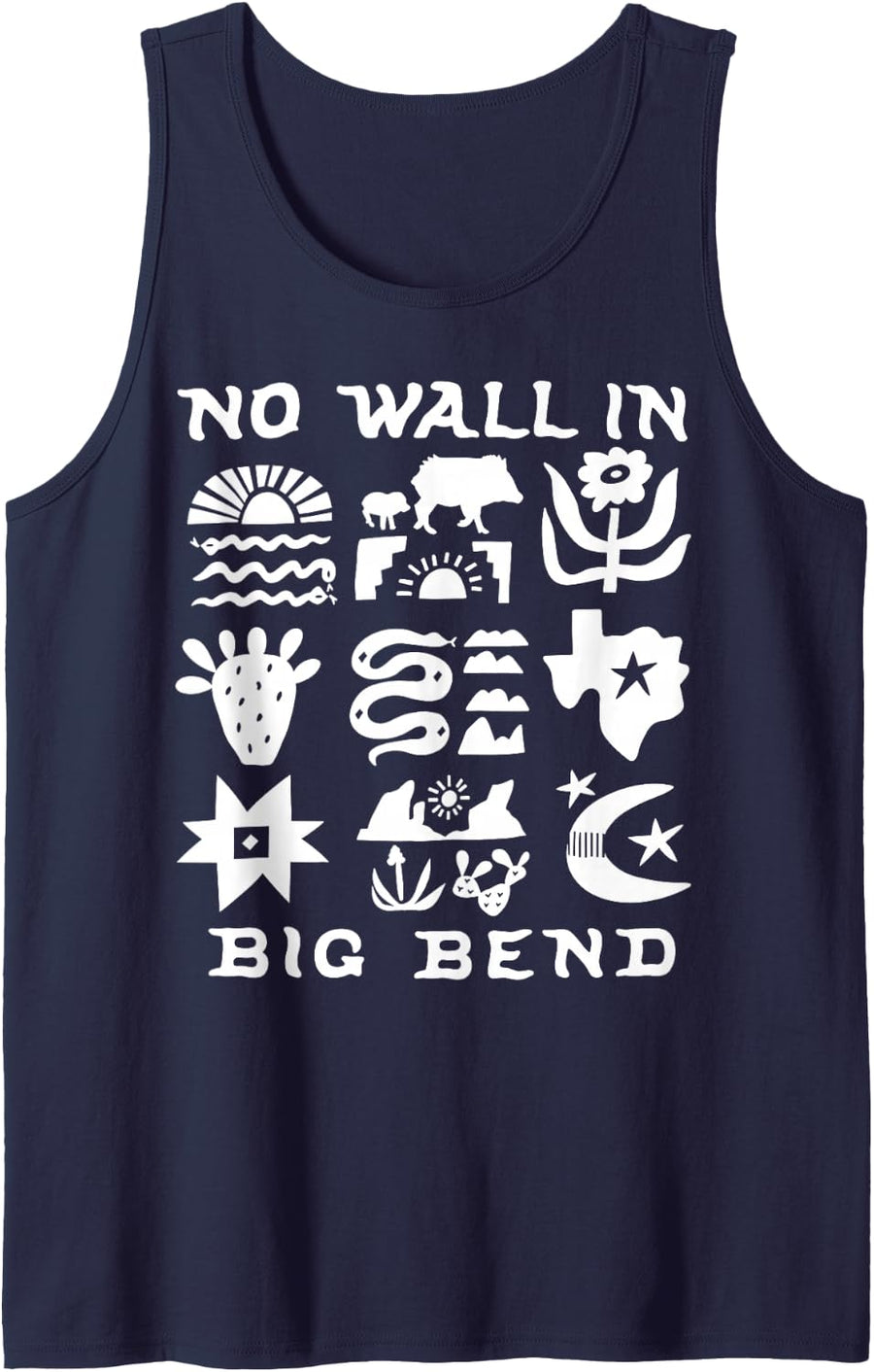 No Wall in Big Bend Javelina Desert Wildlife National Park Sleeveless Tank Top - Navy Blue