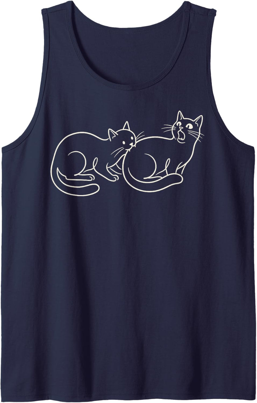 Chaotic Cat Energy Funny Biting Cat Meme Minimalist Art Sleeveless Tank Top - Navy Blue