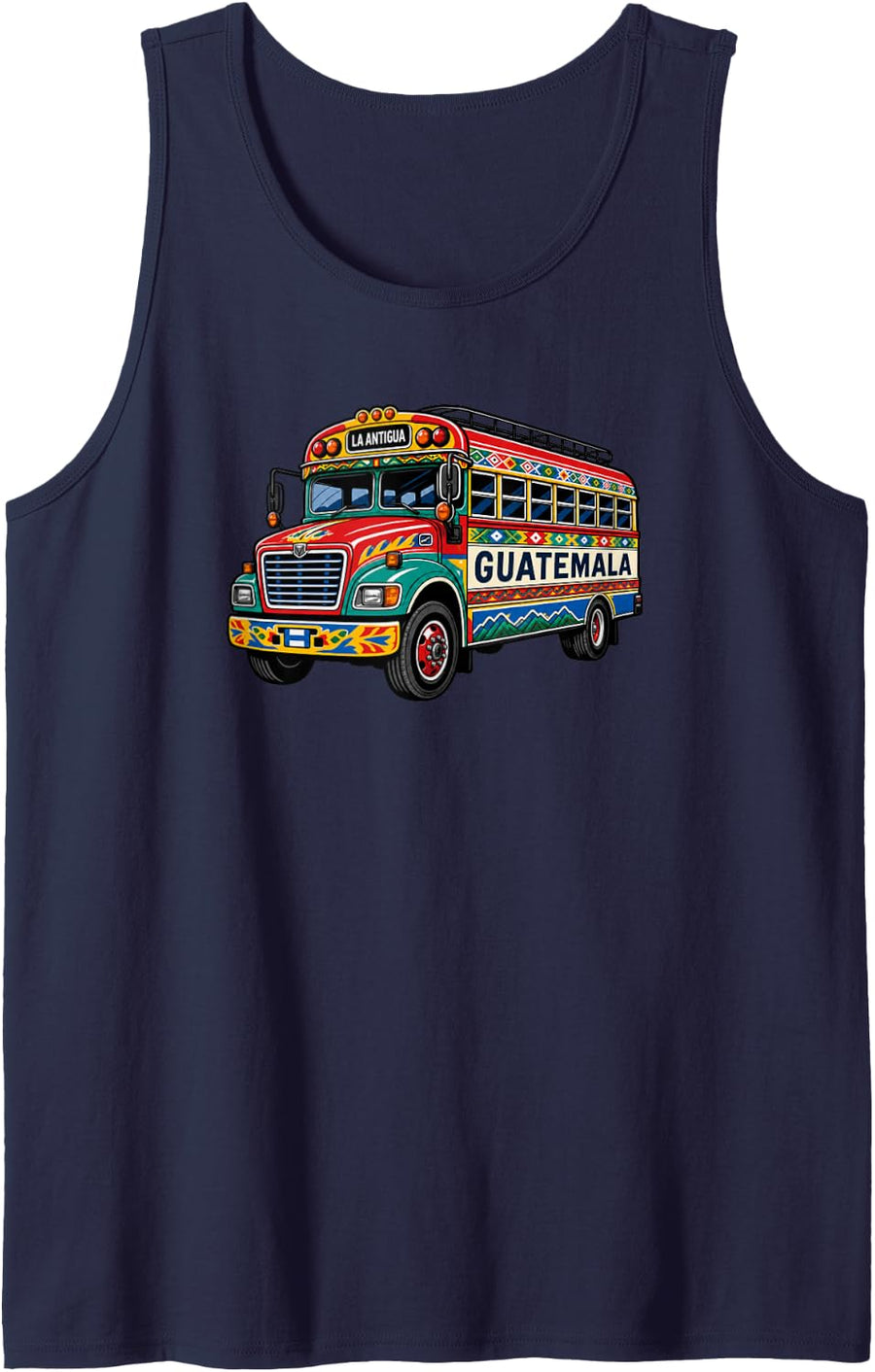Guatemala Camioneta (Chicken Bus) Sleeveless Tank Top - Navy Blue
