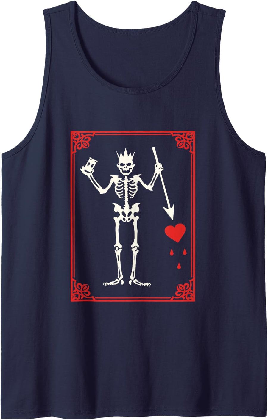 Blackbeard The Pirate Battle Flag Jolly Roger Military Tank Top - Navy Blue