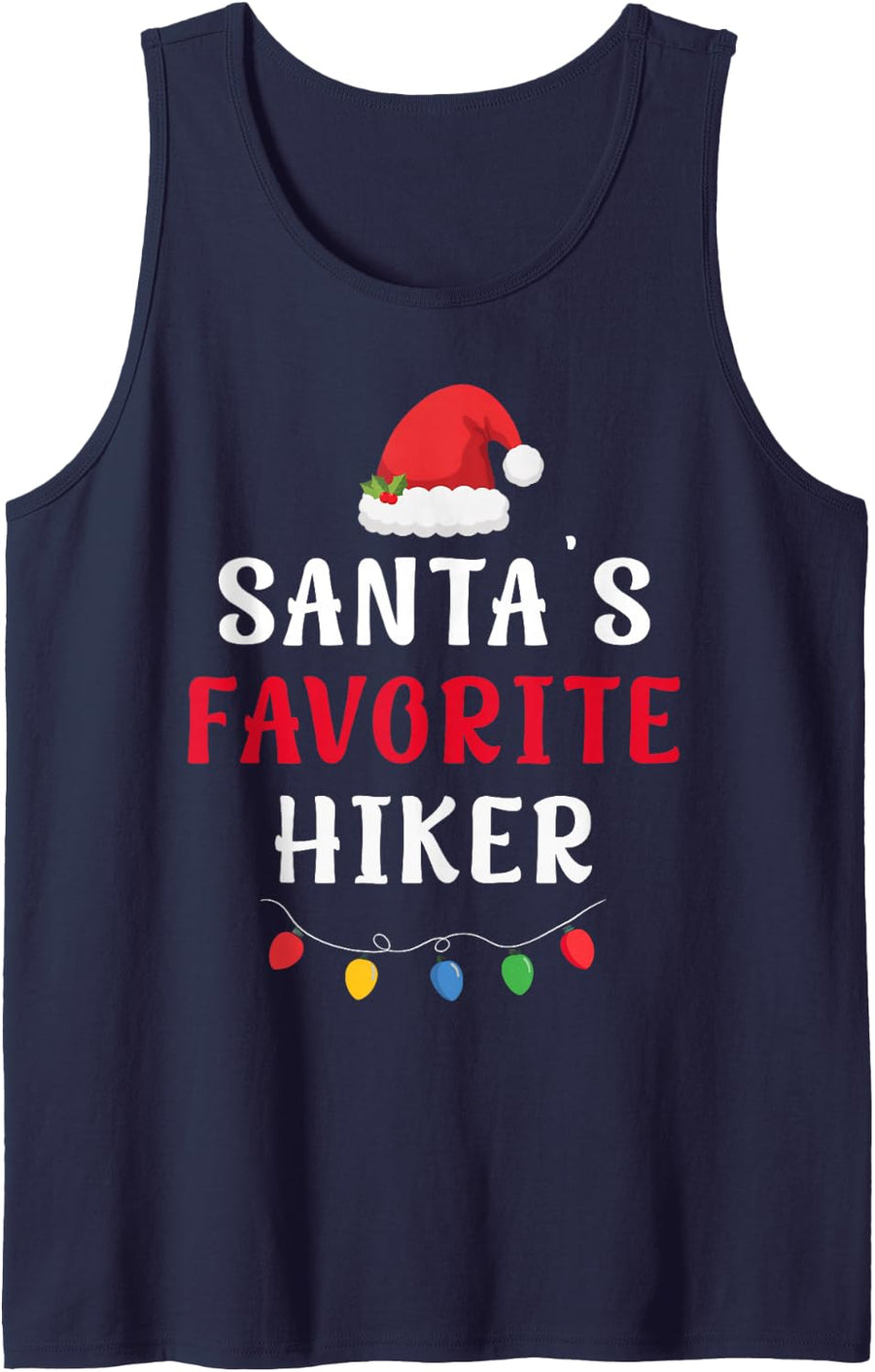 Santa's Favorite Hiker - Funny Christmas Sport Lover Sleeveless Tank Top - Navy Blue
