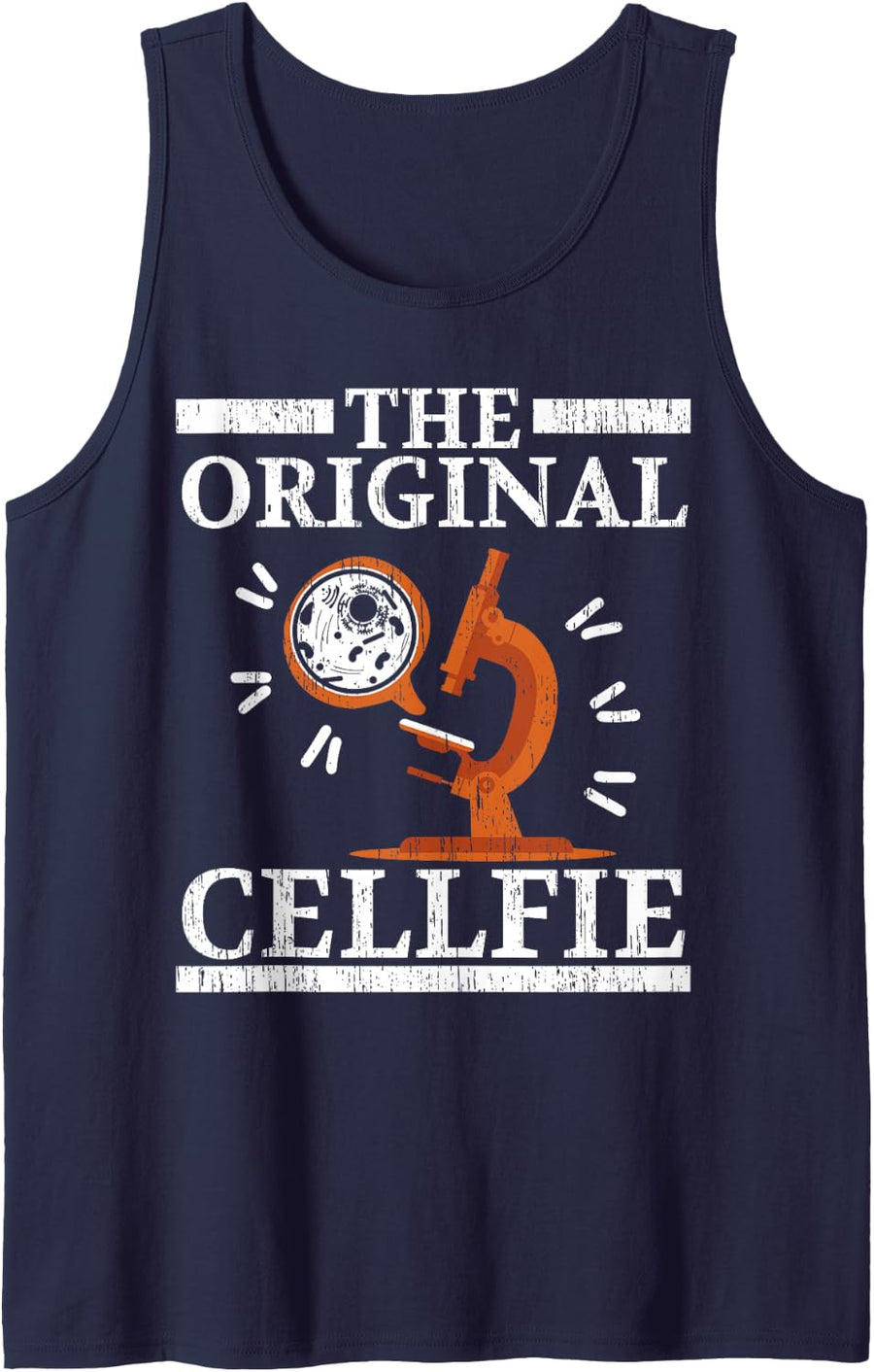 The Original Cellfie Biologist Science Teacher Biology Major Sleeveless Tank Top - Navy Blue