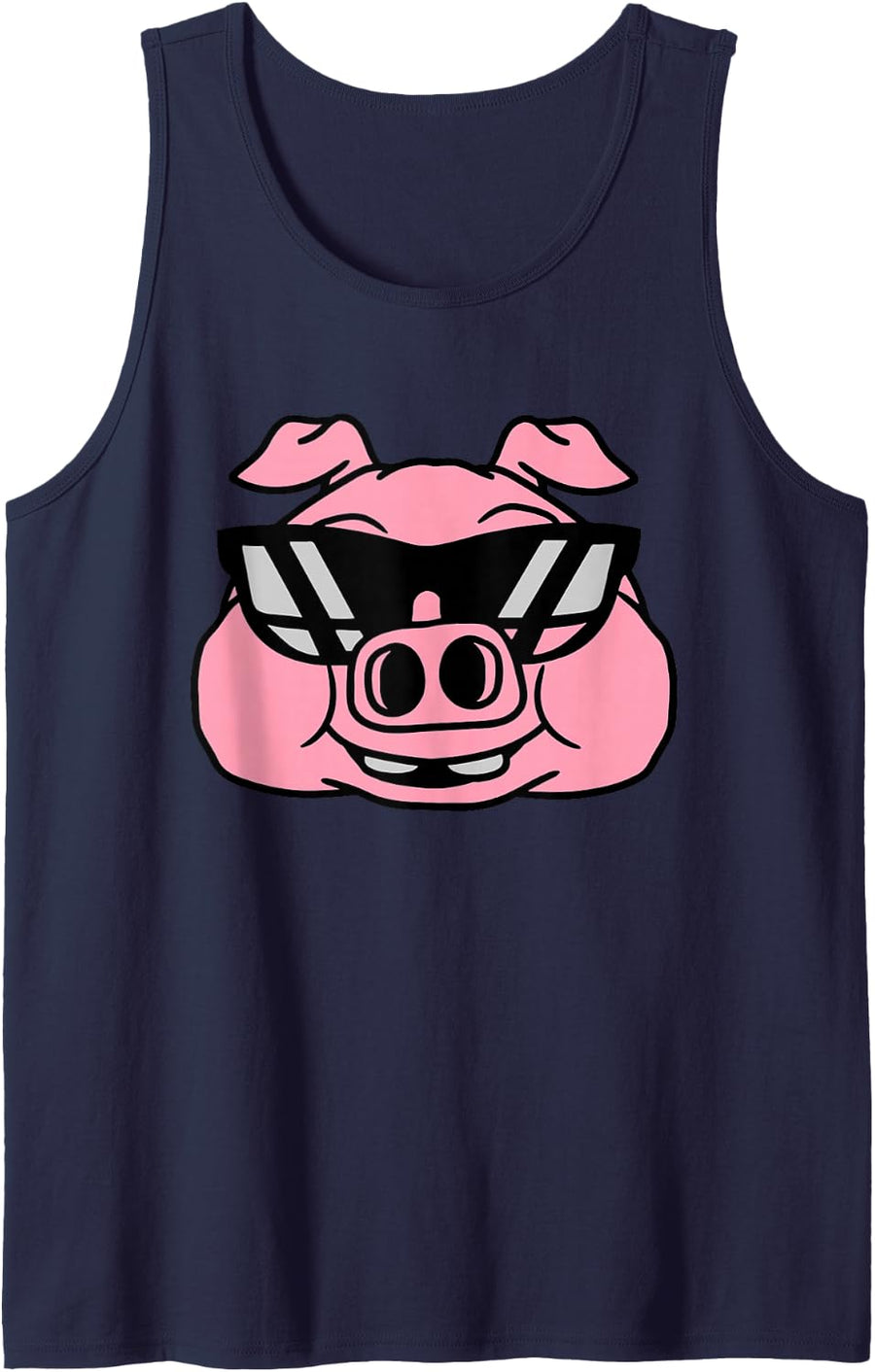 Cool Sunglasses Pig T Shirt Gift Boys Girls Women Men Sleeveless Tank Top - Navy Blue