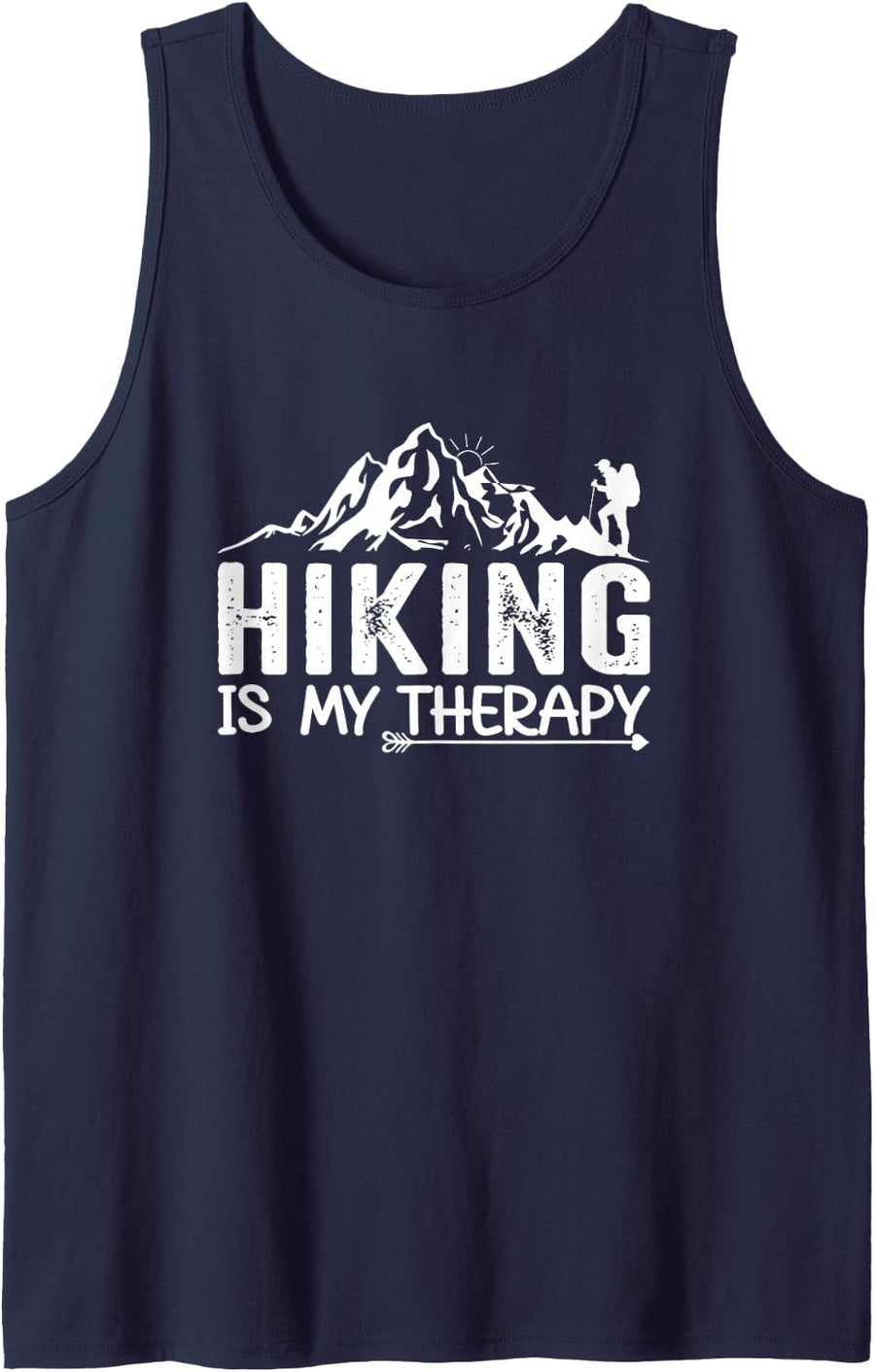 Funny Hiking is My Therapy Mountain Trails Classic Sleeveless Tank Top - Navy Blue