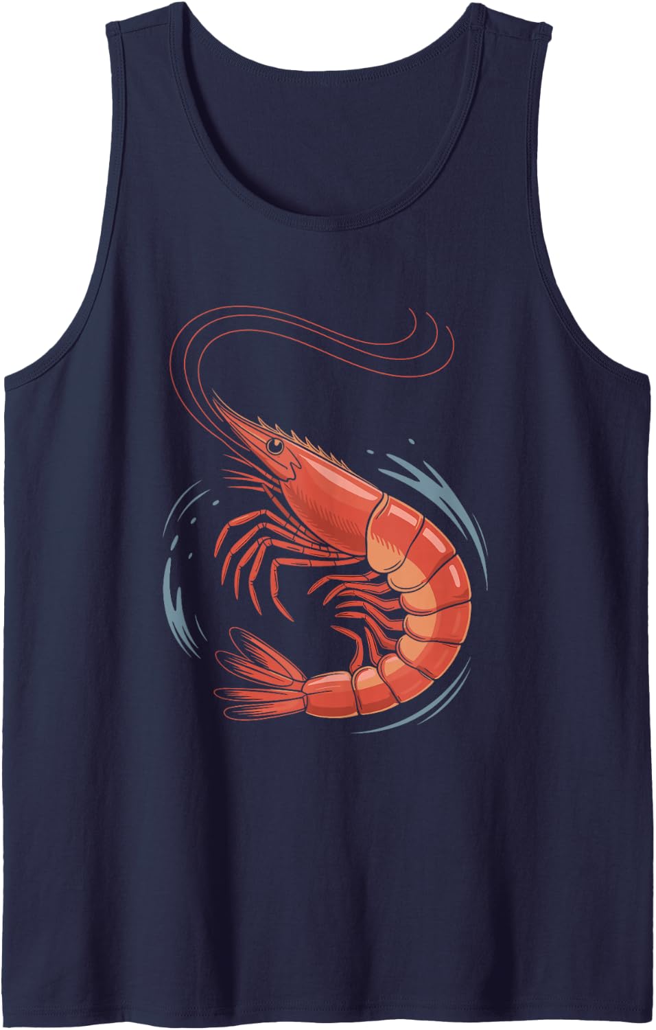 Retro Shrimp Synthwave Sunset T-Shirt Tank Top - Navy Blue
