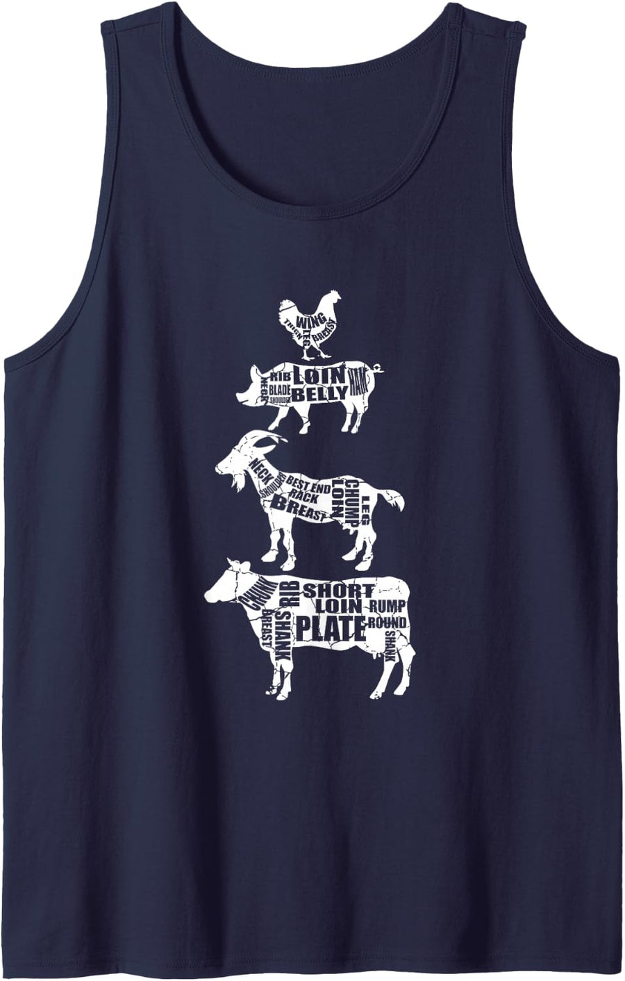 Butcher Animal Meat Butcher Or Meat Vendor Sleeveless Tank Top - Navy Blue