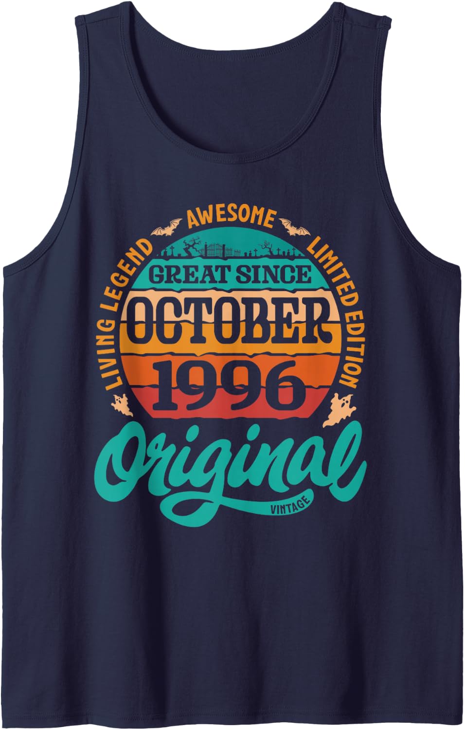 Living Legend Awesome Ltd Edition Great Since October 1996 Sleeveless Tank Top - Navy Blue