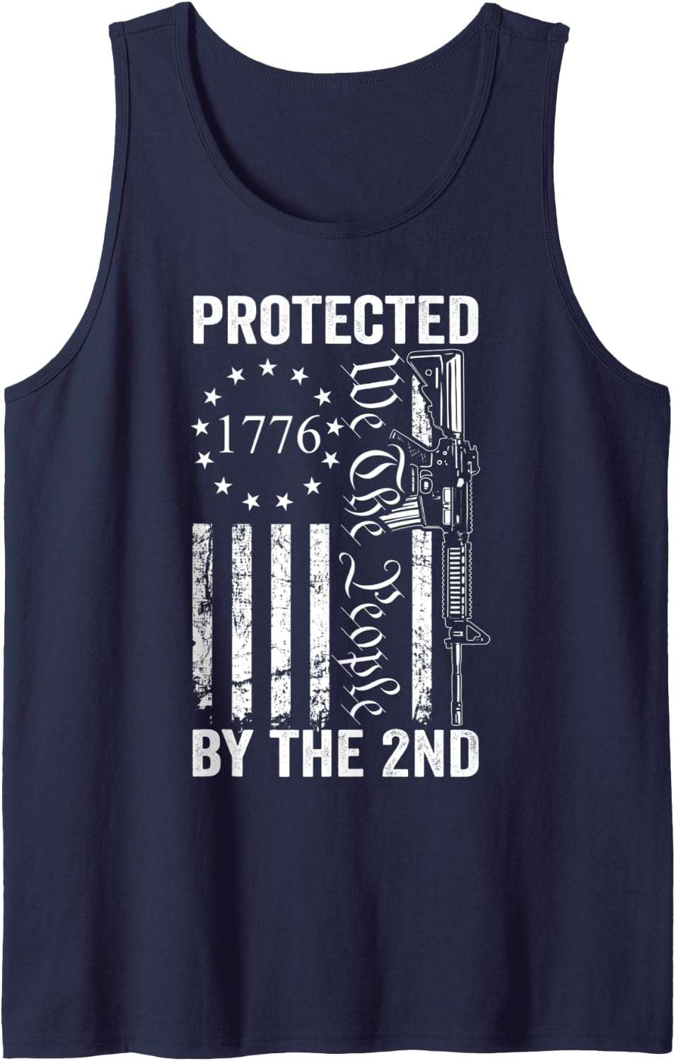 Protected By The 2nd Amendment - We The People Pro Gun AR15 Tank Top - Navy Blue
