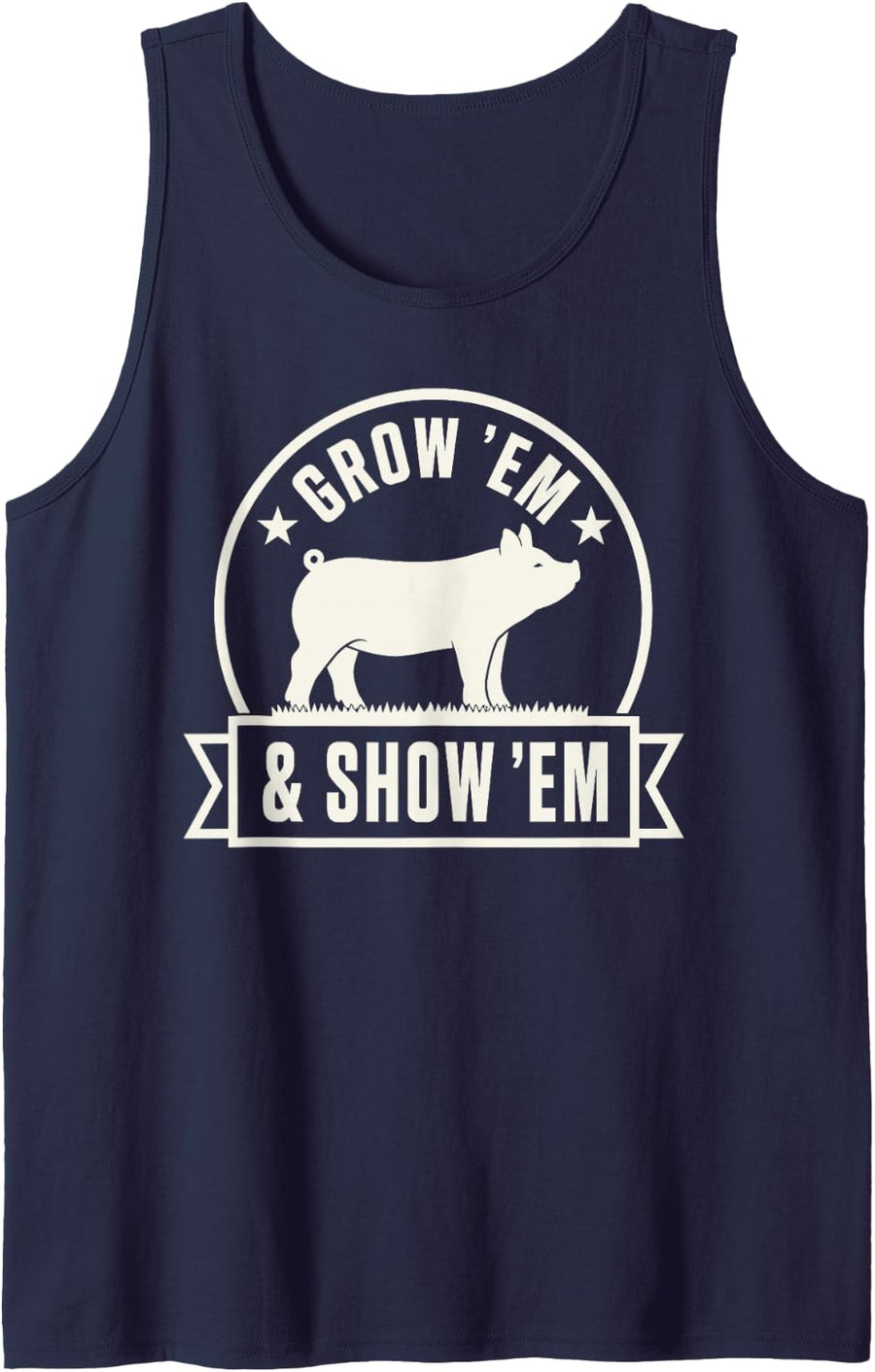 Show Pig Design for Women Swine Showing Livestock Show Pig Sleeveless Tank Top - Navy Blue