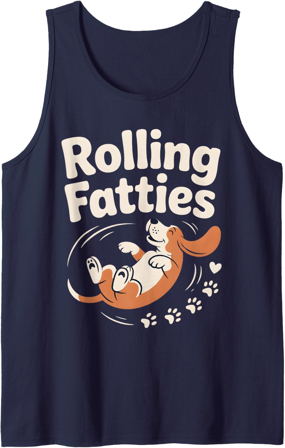 Rolling Fatties Basset Hound Tank Top - Navy Blue