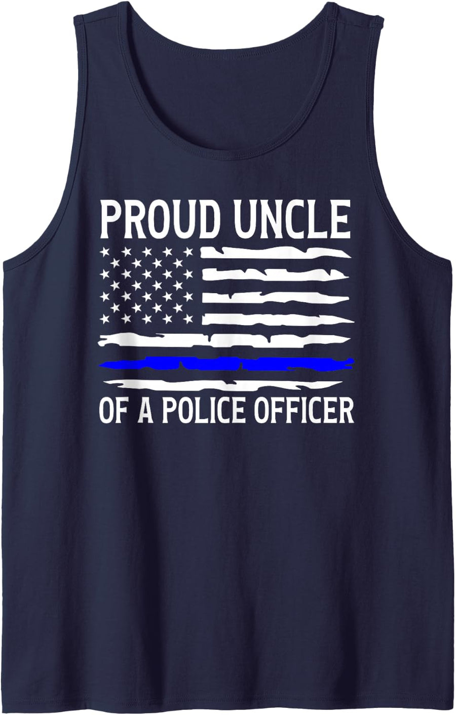 Men's Proud Uncle of A Police Officer Uncle Police Uncle Sleeveless Tank Top - Navy Blue