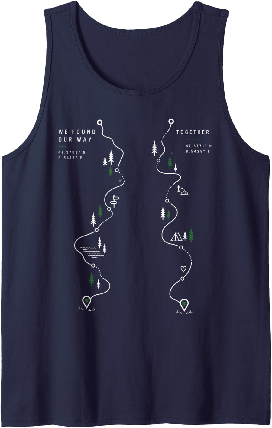 Matching Couple Hiking Lover Mountain Trail Couples Hike Sleeveless Tank Top - Navy Blue