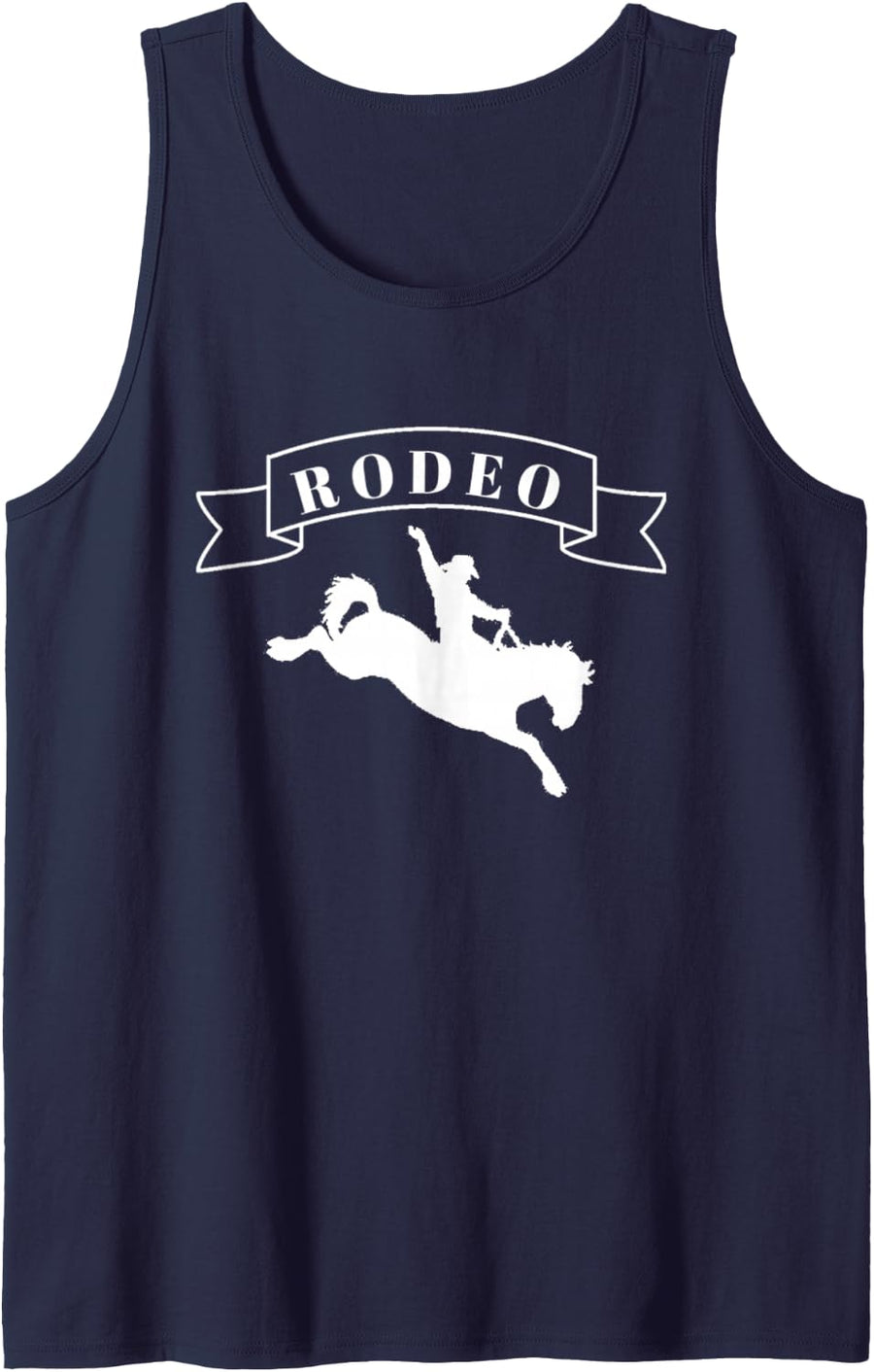 Saddle Bronc Riding Rodeo Sleeveless Tank Top - Navy Blue