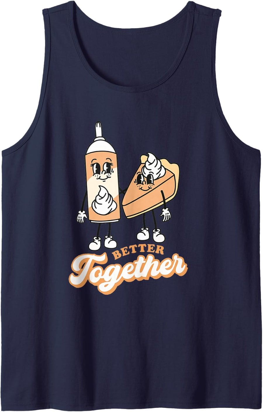 Retro Pumpkin Pie Better Together Thanksgiving Turkey Day Sleeveless Tank Top - Navy Blue