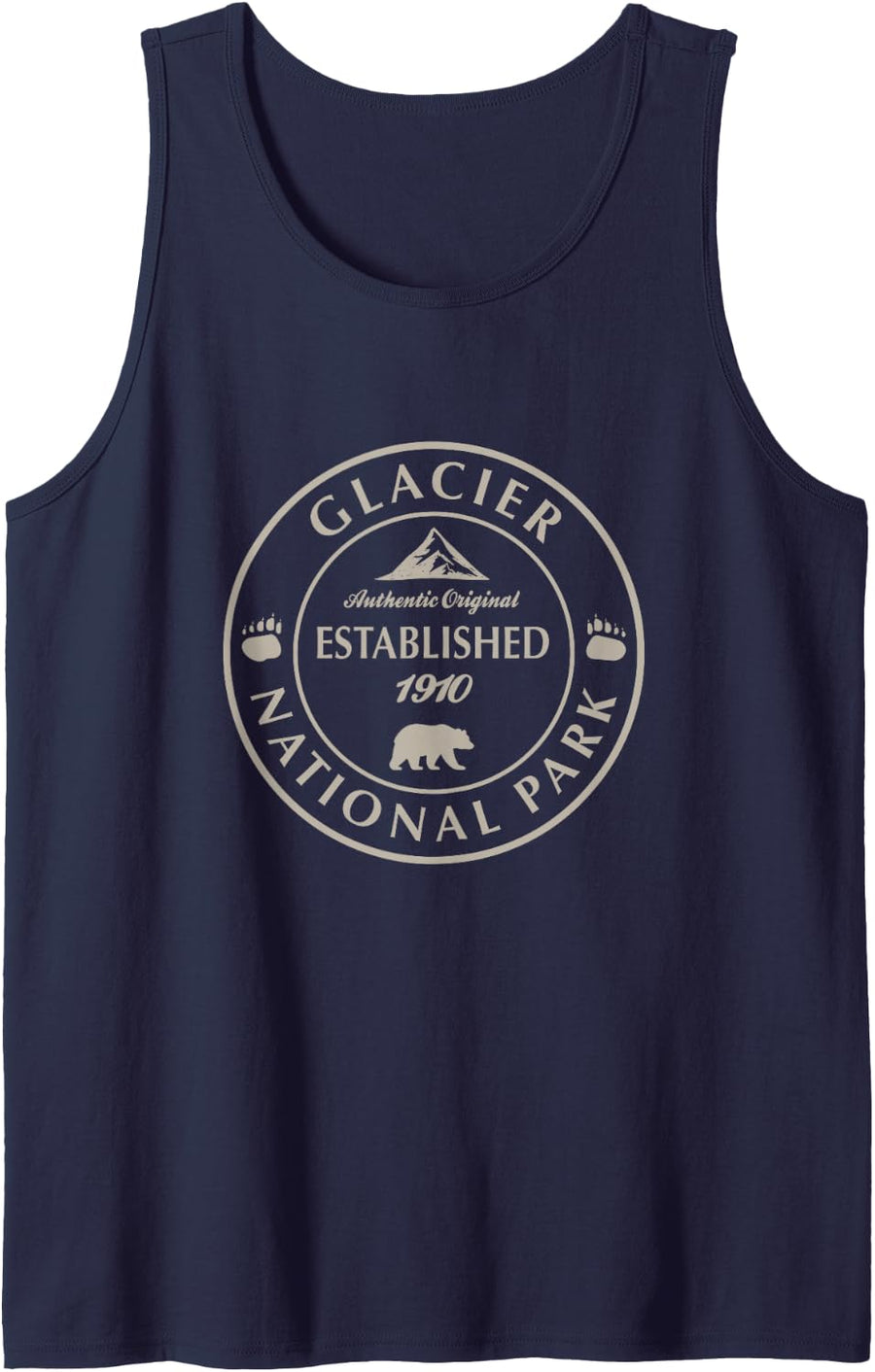 Glacier National Park Souvenir Sleeveless Tank Top - Navy Blue