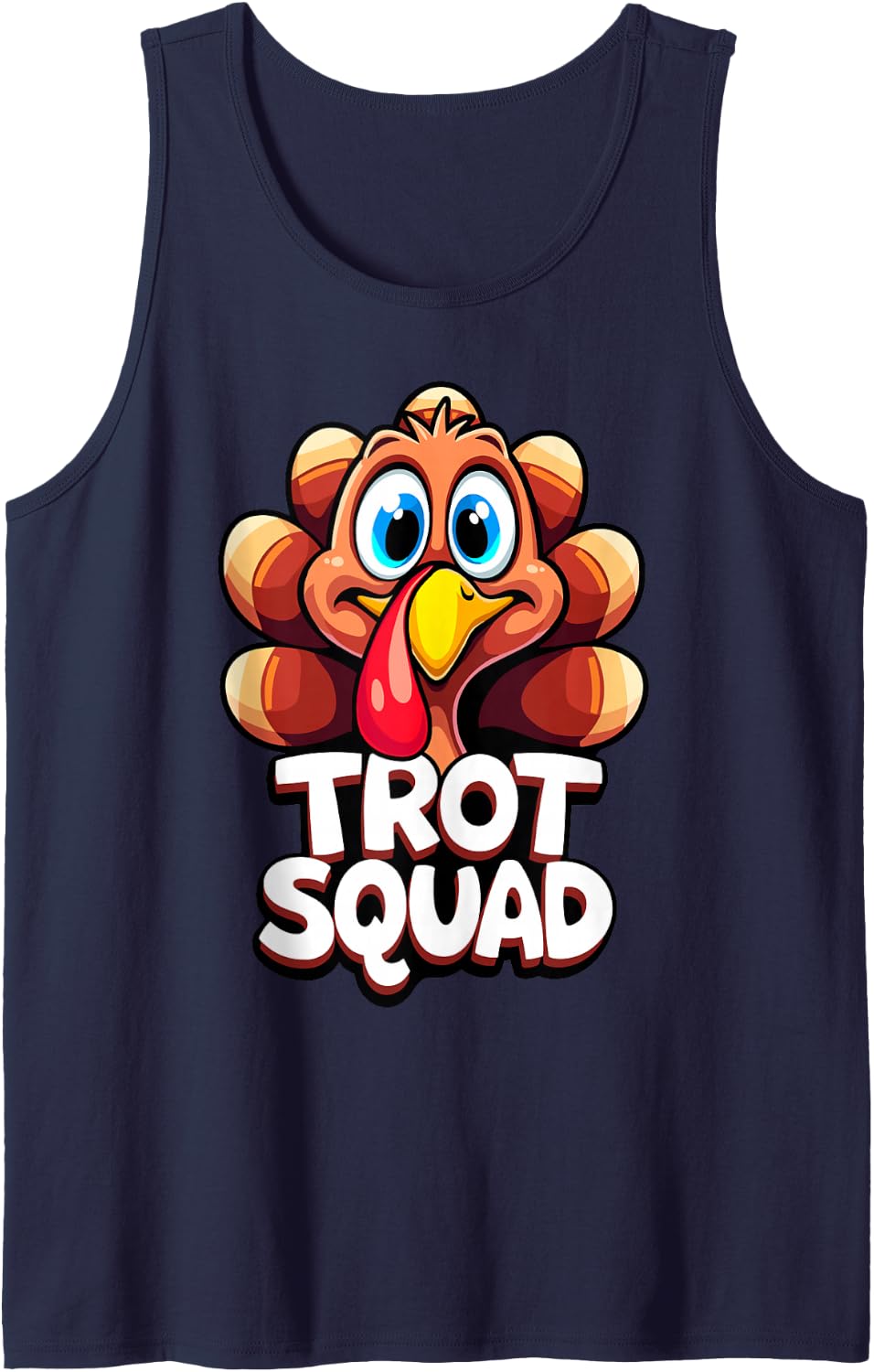 Trot Squad Thanksgiving Turkey Day Funny Family Dinner Sleeveless Tank Top - Navy Blue