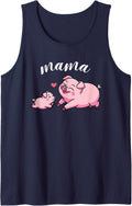 Mama Pig Kids Baby Animals Lover Family Mom Matching Sleeveless Tank Top - Navy Blue