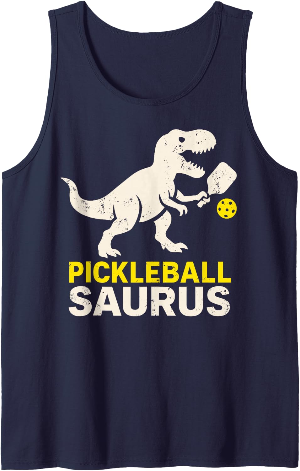 Pickleball Saurus Dinosaur T-Rex Joke Dink Squad Player Tee Tank Top - Navy Blue