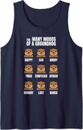 Punxsy Phil's Cute Moods Groundhog Day Feb 2nd Holiday Sleeveless Tank Top - Navy Blue