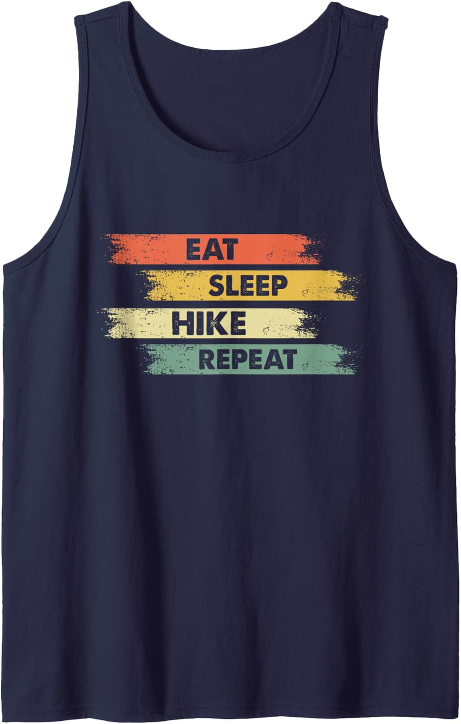 Hiking Retro Eat Sleep Hike Repeat Classic Sleeveless Tank Top - Navy Blue