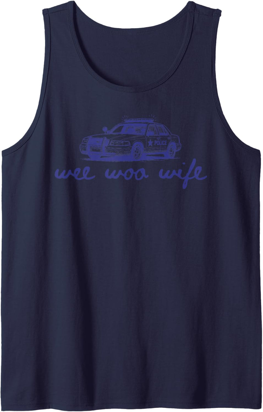 Wee Woo Wife Police Officer Wife Funny Cop Wife Sleeveless Tank Top - Navy Blue