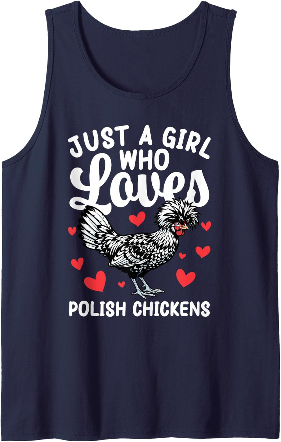 Polish Chicken Art for Girl Women Hen Farmer Polish Chicken Tank Top - Navy Blue