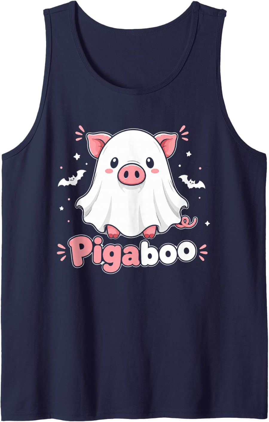 Pigaboo Cute Pig Ghost Halloween Sleeveless Tank Top - Navy Blue