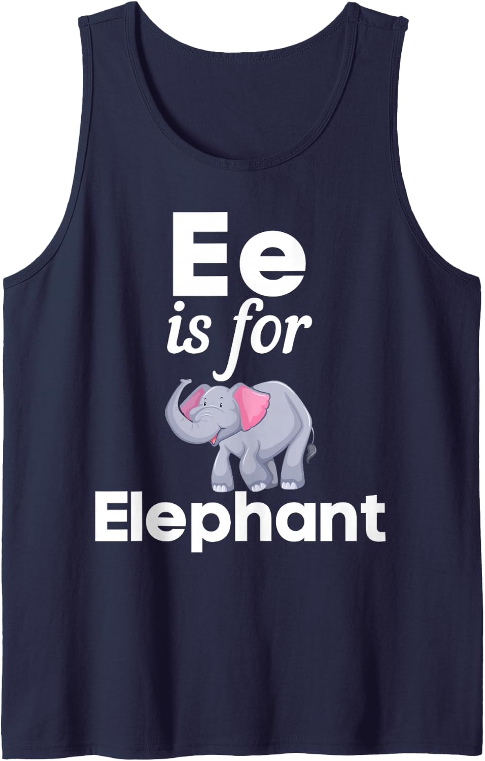 E is for Elephant Preschool Kindergarten Teacher Student Kid Sleeveless Tank Top - Navy Blue