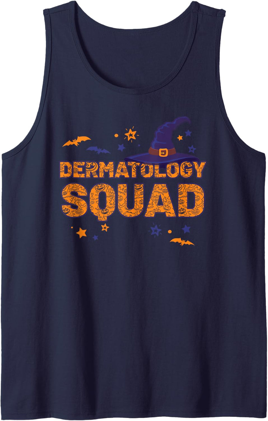 Dermatology Squad Witch Halloween Matching Derm Nurse Doctor Sleeveless Tank Top - Navy Blue