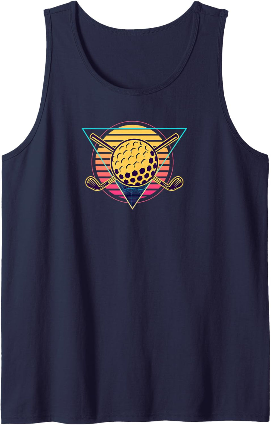 Retro Futuristic Synthwave Golf Aesthetic Sleeveless Tank Top - Navy Blue