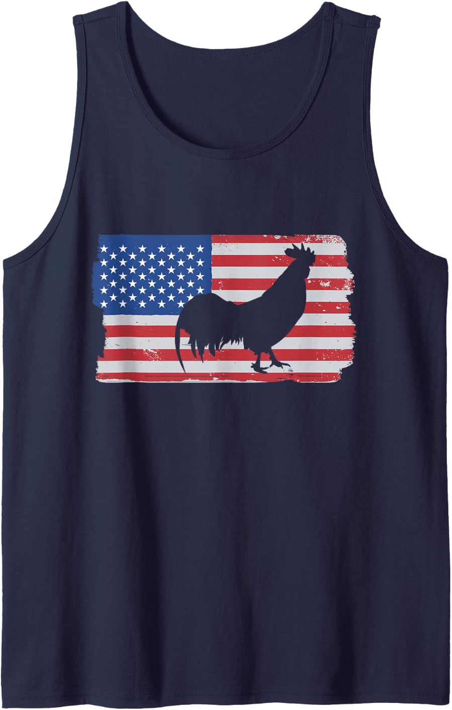 American Flag Cockfighter Game Fowl Cockfighting Rooster Sleeveless Tank Top - Navy Blue