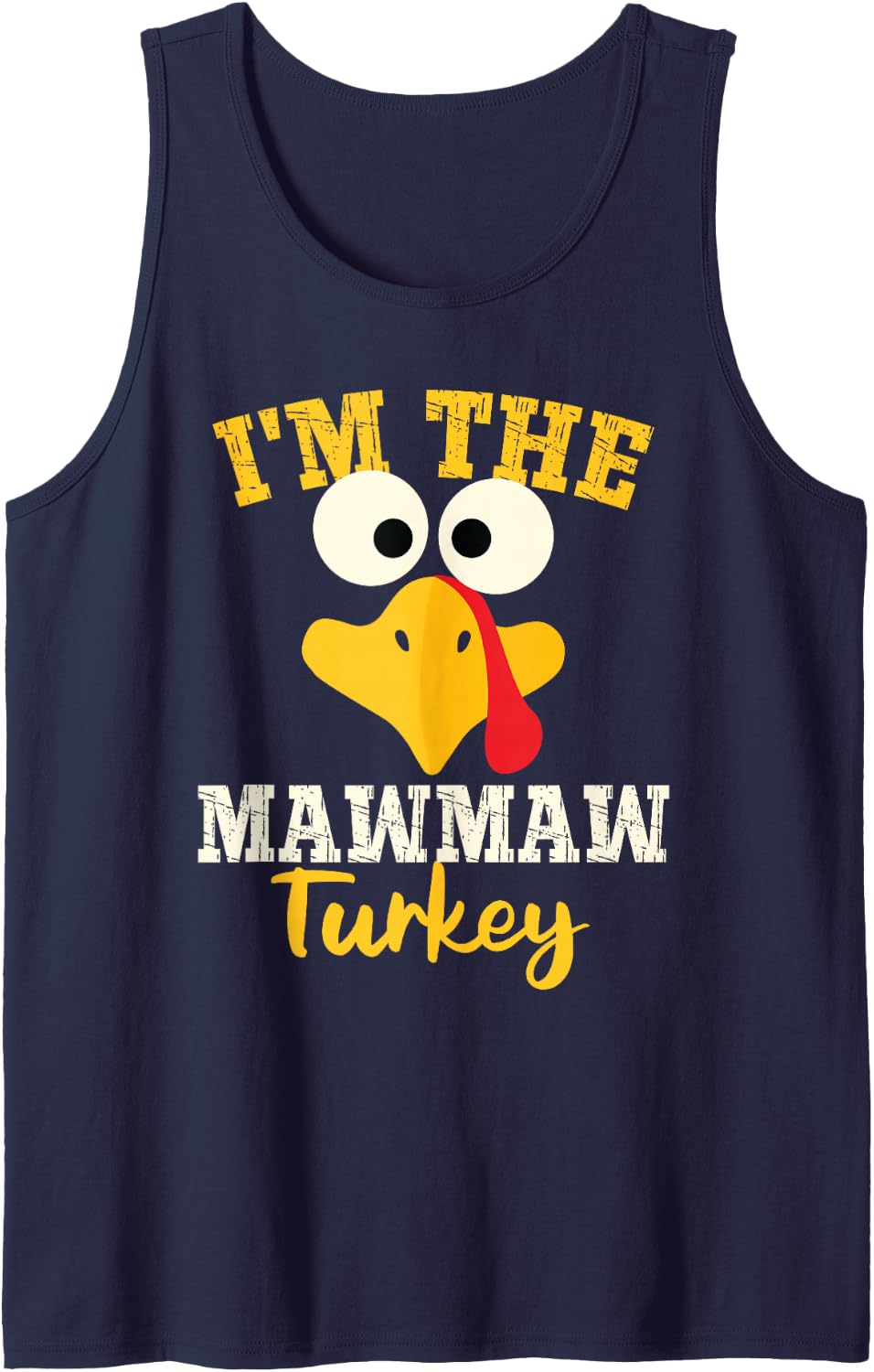 Mawmaw Turkey Grandma of Family Matching Thanksgiving Dinner Sleeveless Tank Top - Navy Blue