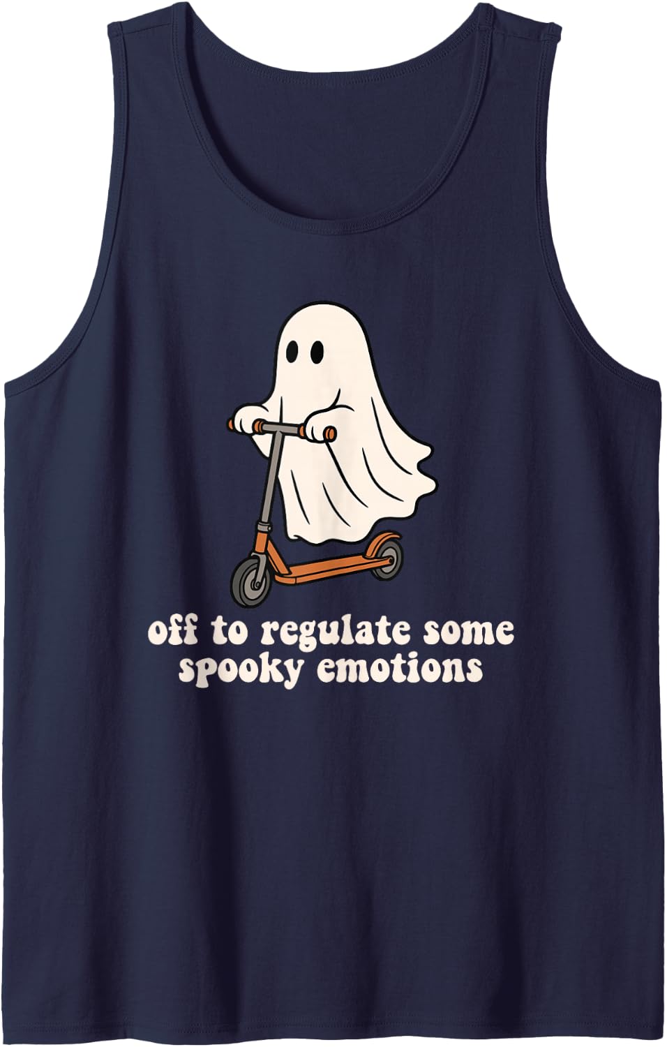 Off to Regulate Some Spooky Emotions Mental Health Counselor Sleeveless Tank Top - Navy Blue