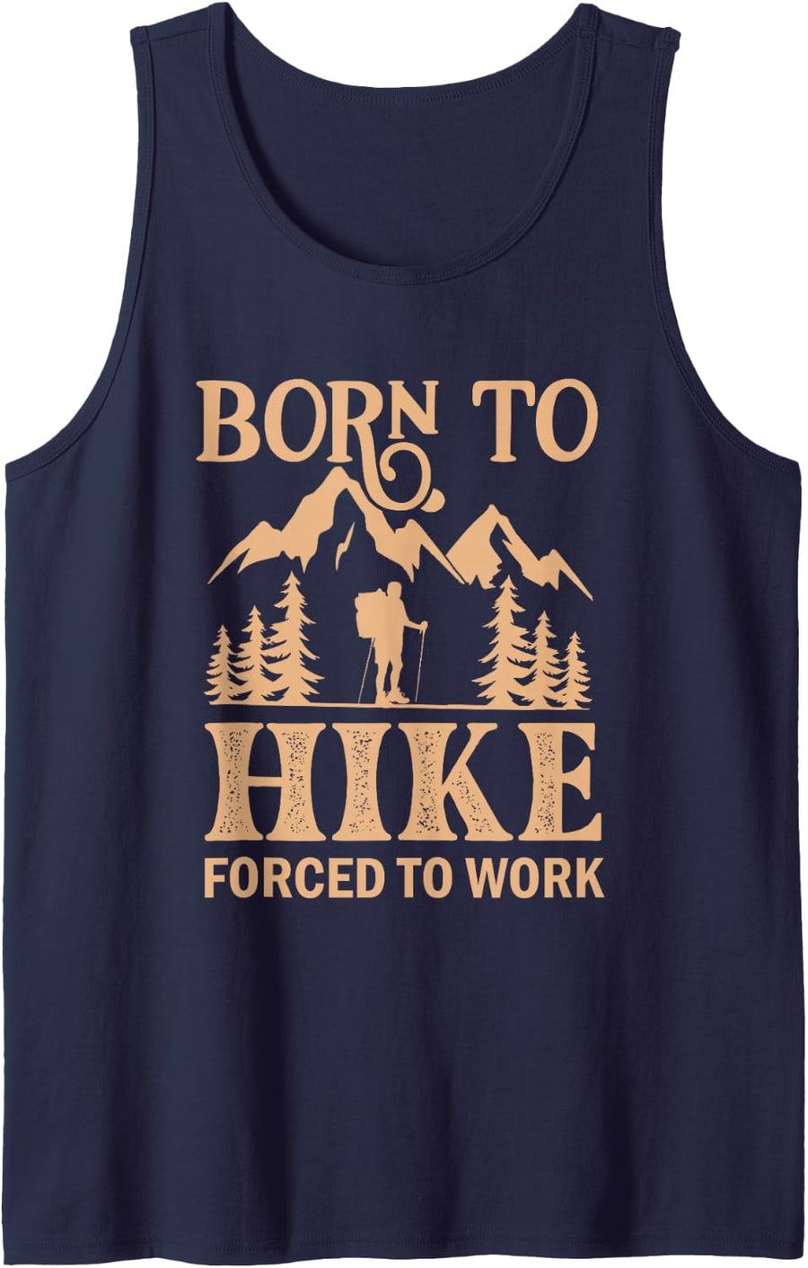 Born to Hike Hiking Hiker Mountain Sleeveless Tank Top - Navy Blue