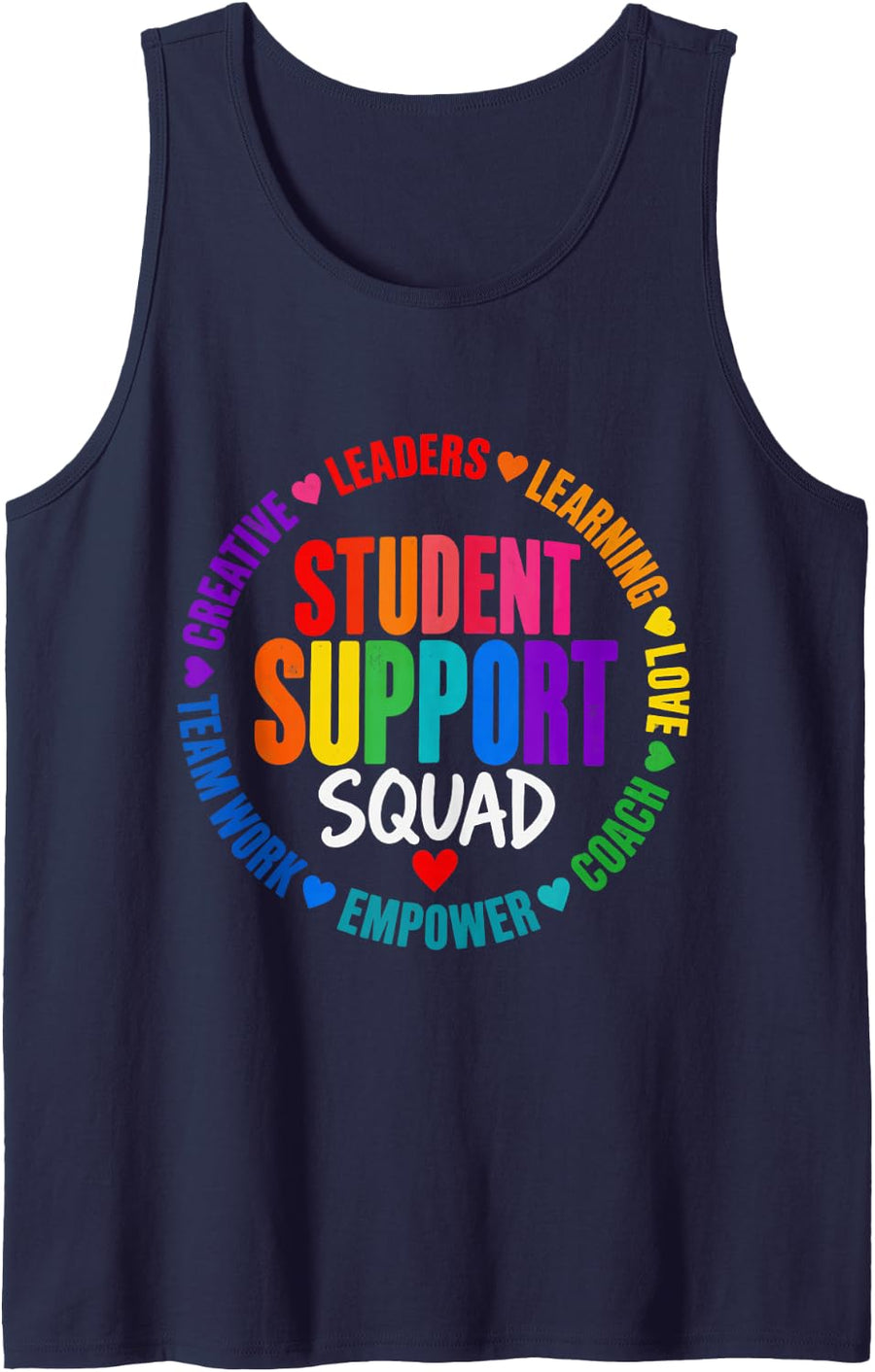 Student Support Squad Staff Educator School Advisor Workers Sleeveless Tank Top - Navy Blue