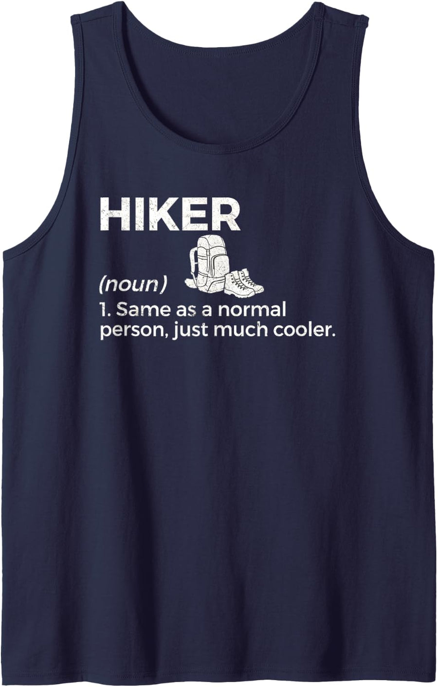 Funny Hiker Definition Outdoor Hiking Backpack Boots Sleeveless Tank Top - Navy Blue