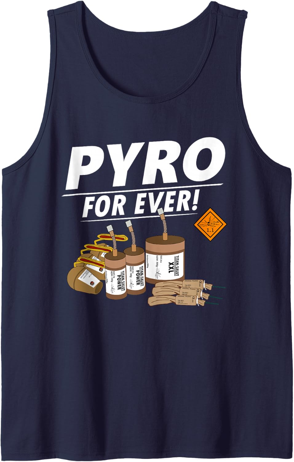 Pyro for Ever New Year's Eve Fireworks Pyrotechnics T-Shirt Sleeveless Tank Top - Navy Blue