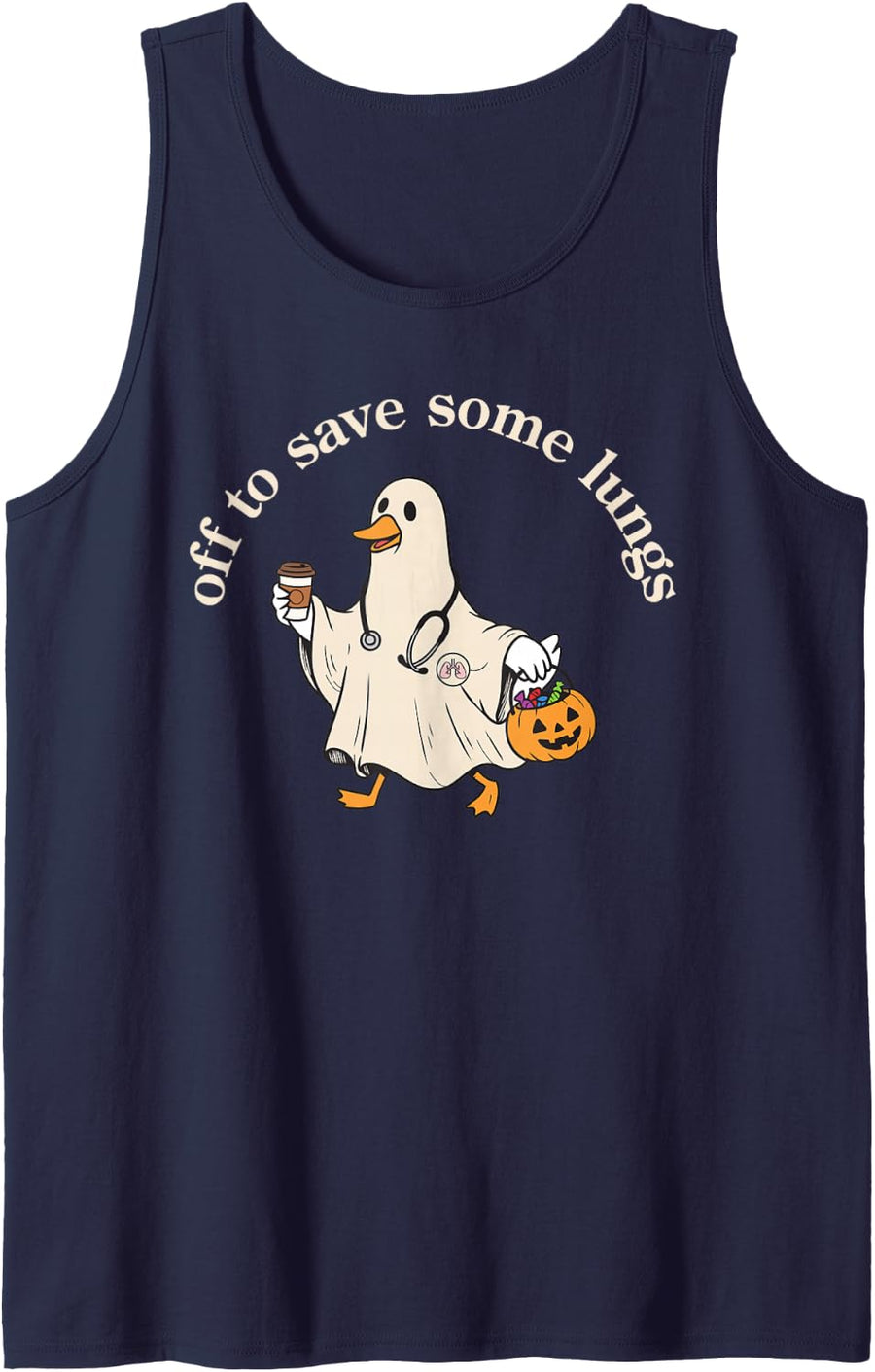 Off to Save Some Lungs Respiratory Therapist Goose RT Worker Sleeveless Tank Top - Navy Blue