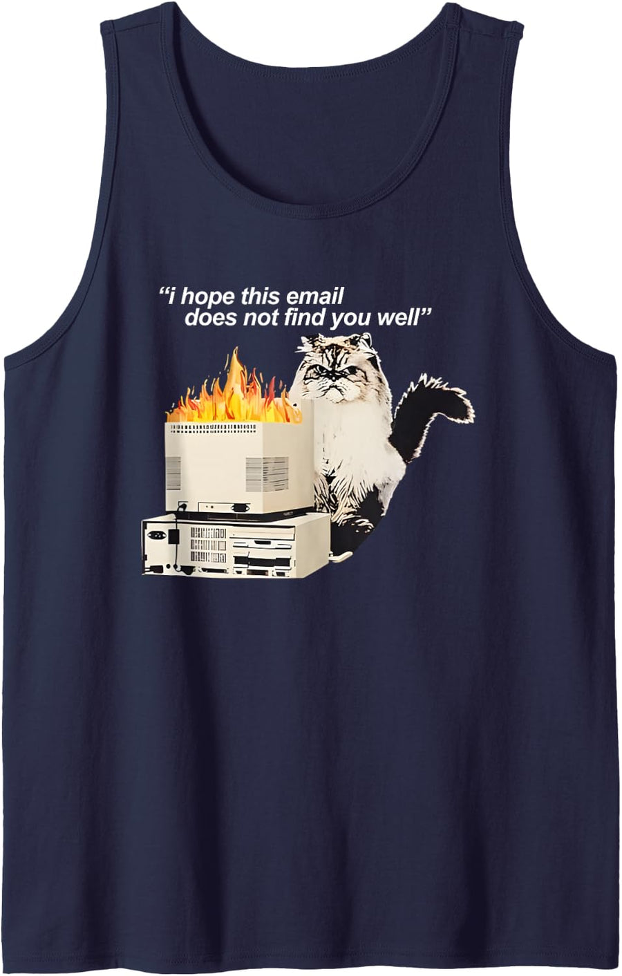 Cat I Hope This Email Does Not Find You Well Sleeveless Tank Top - Navy Blue