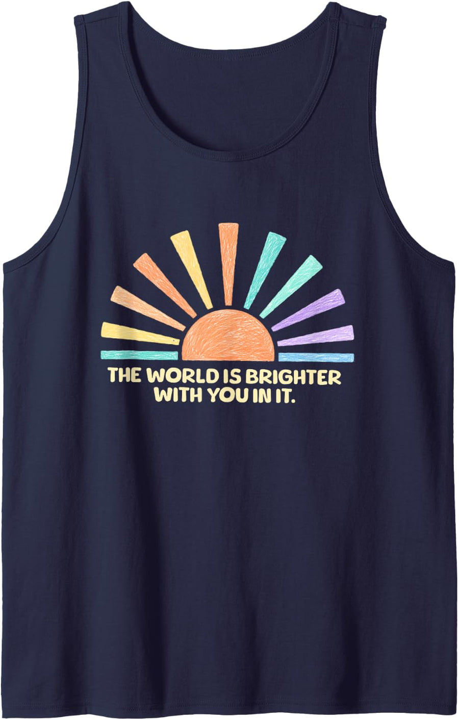 Women The World is Brighter with You in It School Counselor Sleeveless Tank Top - Navy Blue