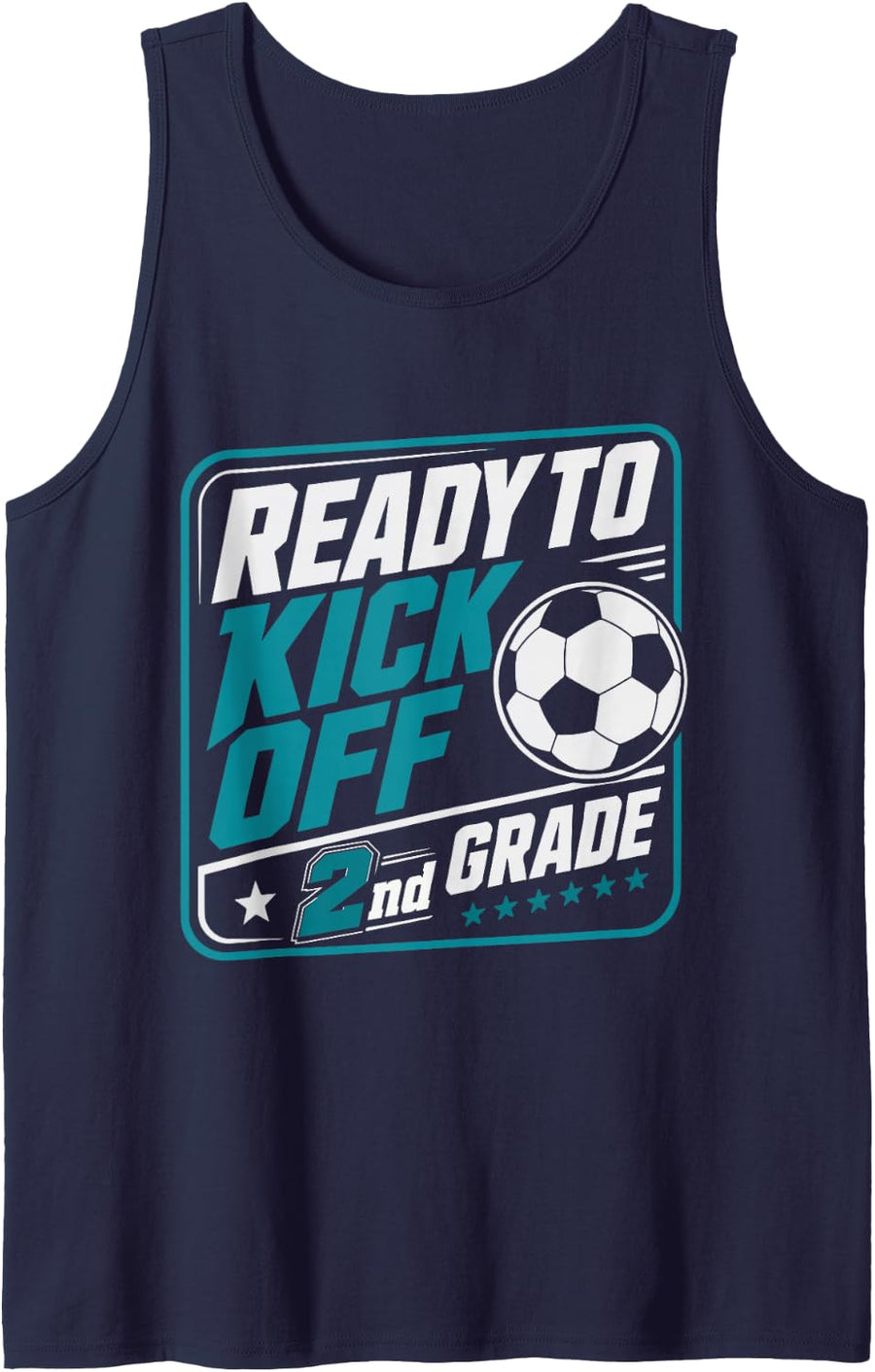 Ready to Kick Off 2nd Grade Soccer Back to School Tank Top - Navy Blue