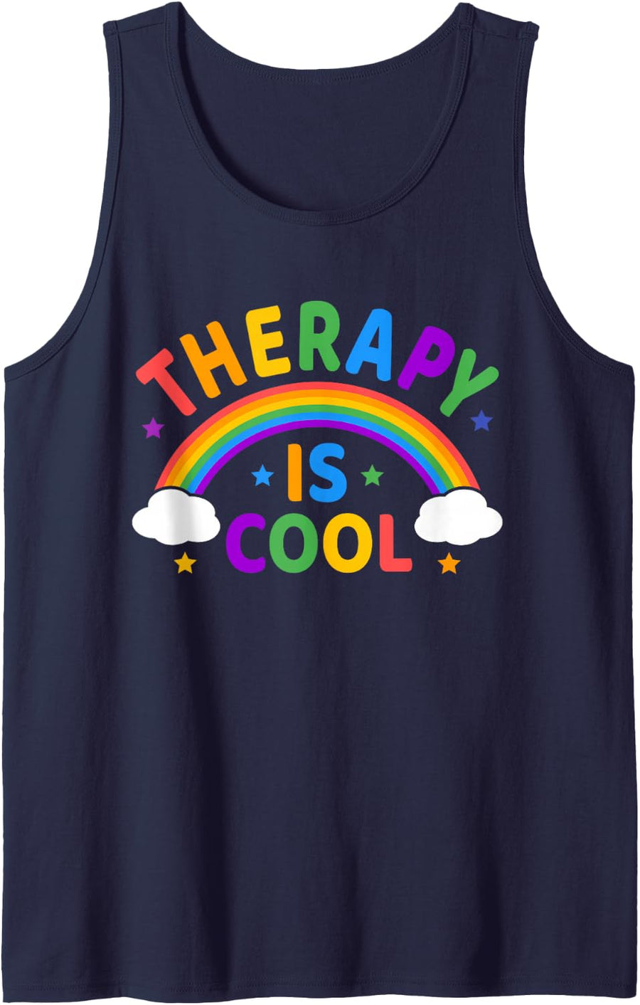 Therapy Is Cool ! End the Stigma Mental Health Awareness Tank Top - Navy Blue